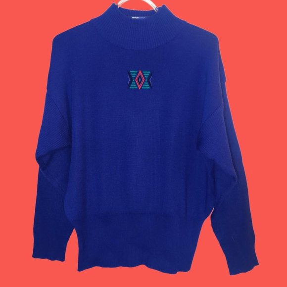 Vintage Royal Blue 80s Wool Blend Crewneck Sweatshirt! - Picture 3 of 6